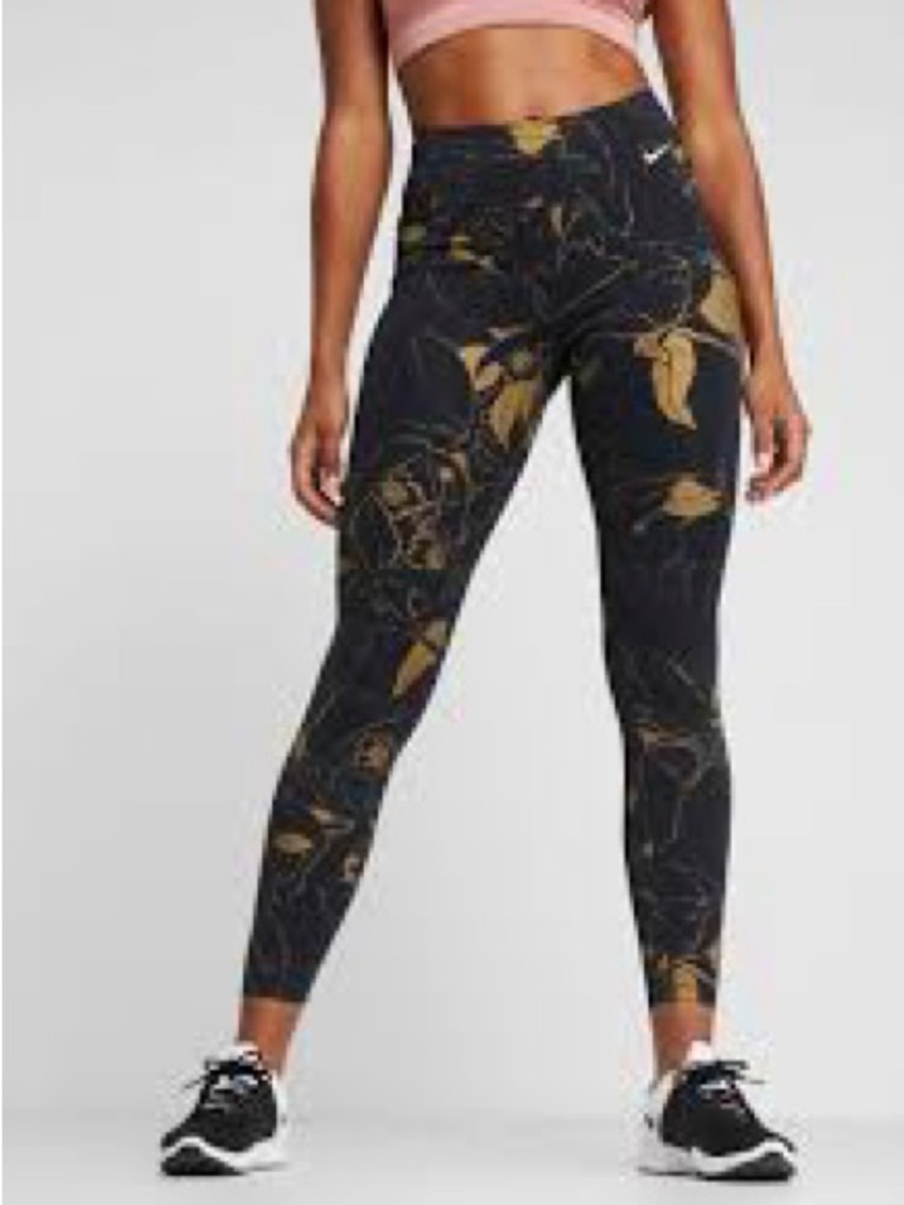 Nike Black Leggings with Gold Floral Print